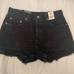 Never Worn Levi's Black Frayed Jean Shorts